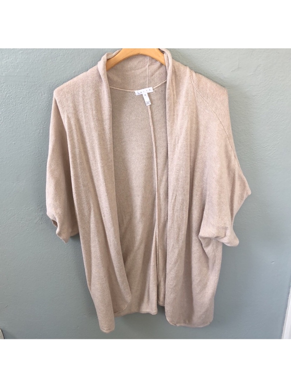 Nordstrom Leith Tan Open Front Dolman Sleeve Knit Cardigan Size Medium - Picture 2 of 6